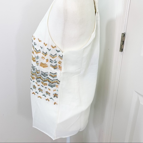 Anthro Greylin Beaded Chevron Racerback Tank Ivory - Picture 4 of 15